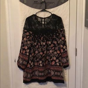 Cute floral dress with lace on the top